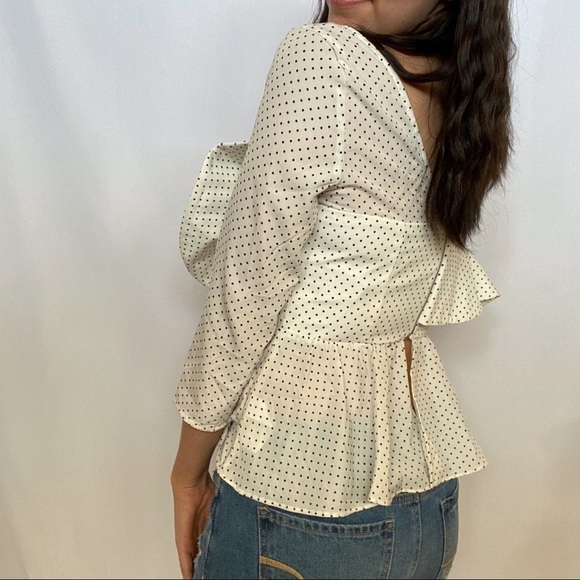 Do + Be Polka Dot One Shoulder Peplum Ruffle Top - Picture 5 of 8